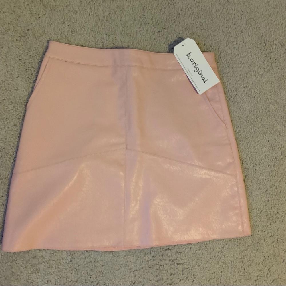 Pink Faux Leather Skirt - Small
